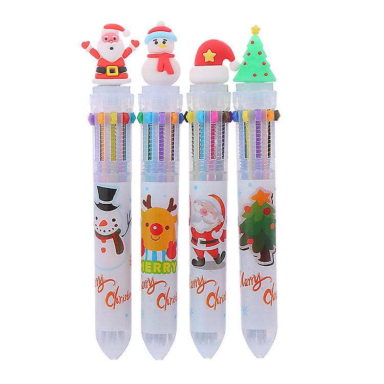 Retractable Ballpoint Pen Gel Pen 10 In 1 Gift Pens Multicolor Christmas 2ml Liquid Ink Pens For Office School Supplies As A Children Gift Preppy Pen