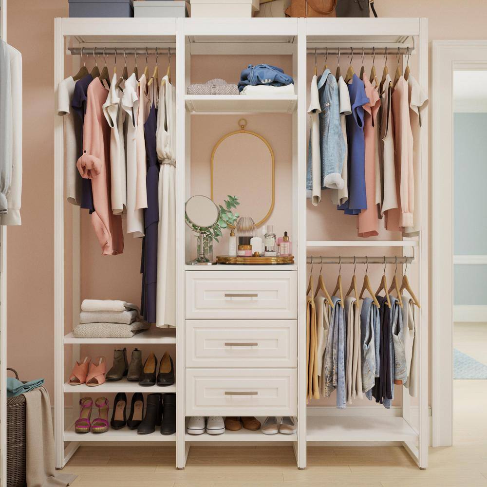 CLOSETS By LIBERTY 68.5 in. W White Adjustable Tower Wood Closet System with 3 Drawers and 11 Shelves HS56700-RW-06