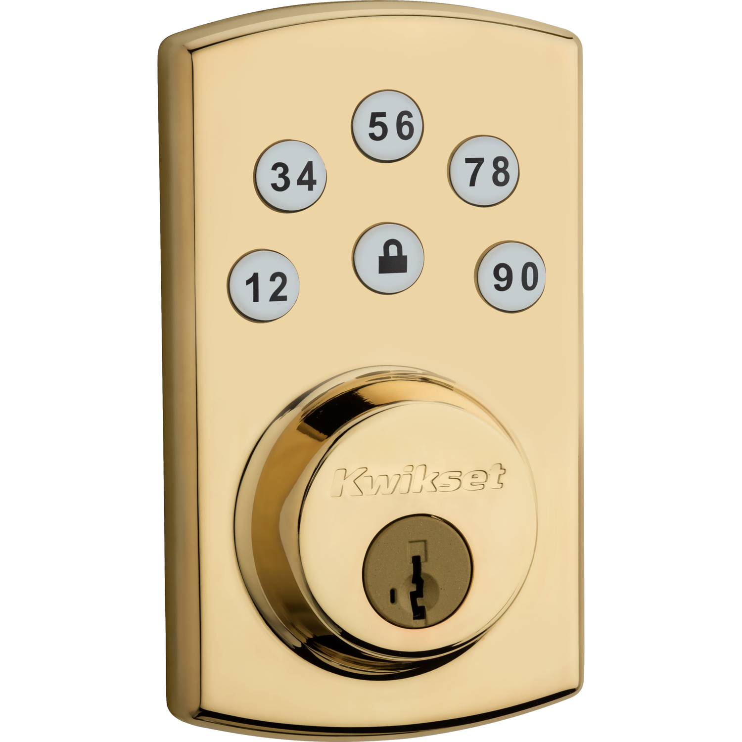 Kwikset SmartKey Polished Brass Metal Electronic Deadbolt