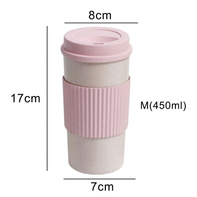 Wheat Fiber Straw Coffee Mug Double-wall Insulation Eco-friendly Coffee Cup Travel Leakproof Gift Mugs