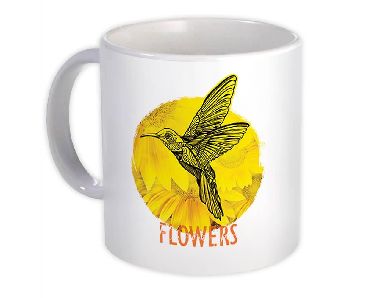 Gift Mug: Hummingbird Flowers Art