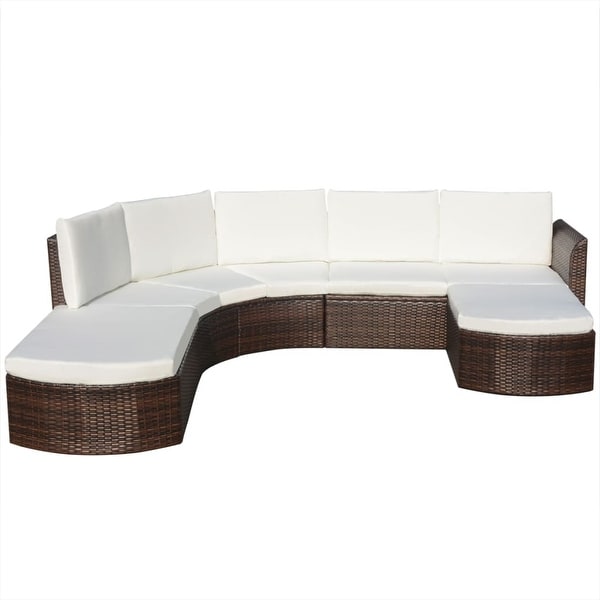 vidaXL Patio Furniture Set 4 Piece Sectional Couch Outdoor Sofa Poly Rattan