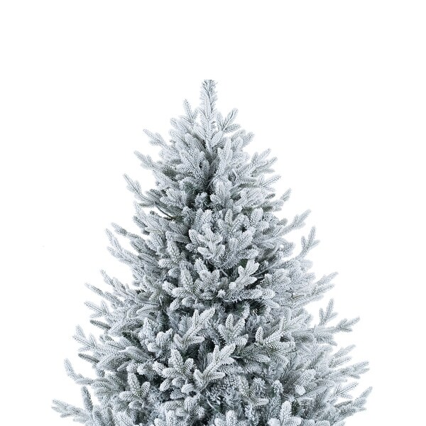 Frosted Fir Snow Flocked Christmas Tree Prelit，Realistic Snowy Frosted Christmas Tree with Lights