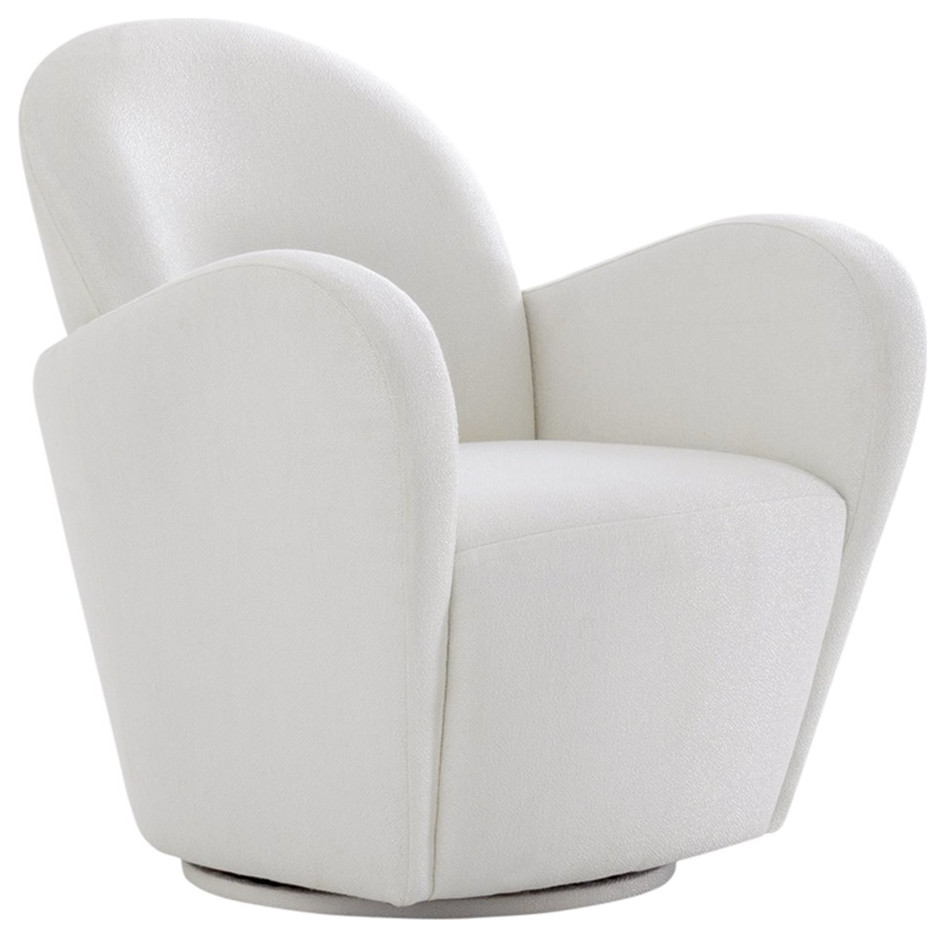 Pasargad Home Elena Collection Modern Swivel Chair Ivory   Contemporary   Armchairs And Accent Chairs   by Homesquare  Houzz