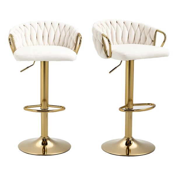 2 Set Counter Height Velvet Bar Stools