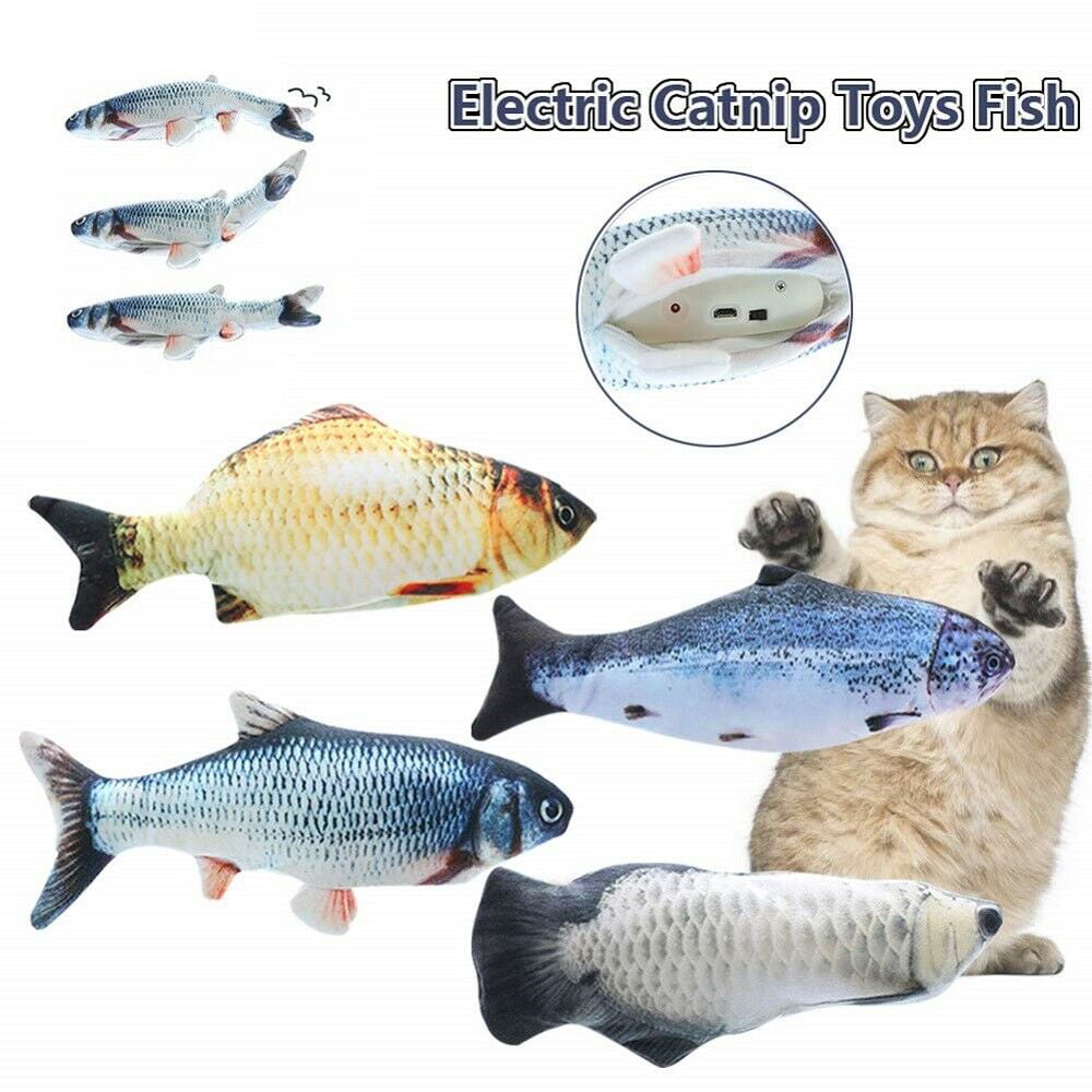 Electric Moving Fish Cat Toy， Realistic Plush Simulation Electric Wagging Fish Cat Toy Catnip Kicker Toys New