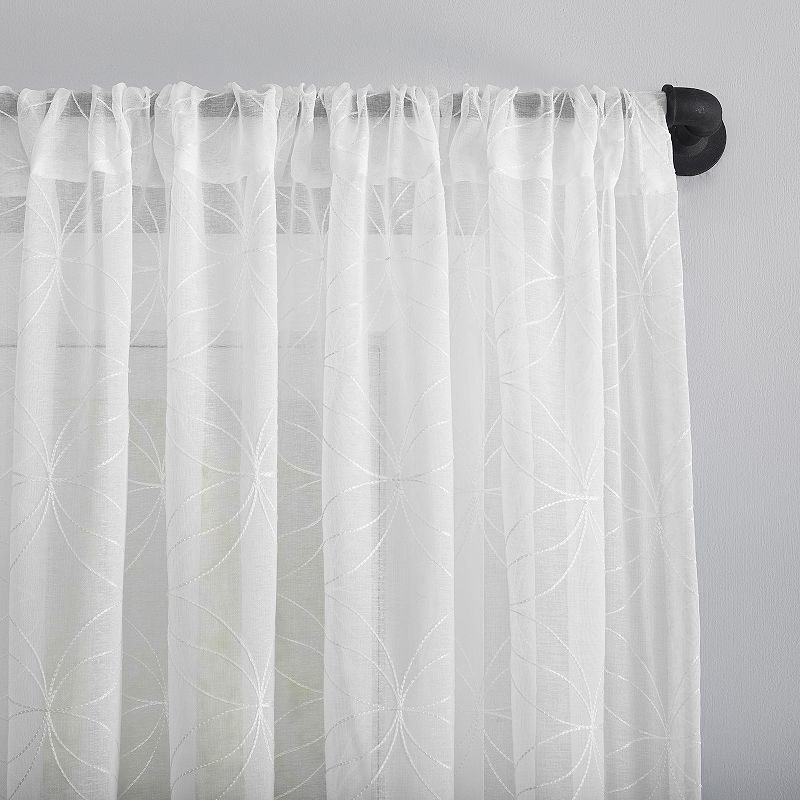 No. 918 Tamaryn Embroidered Trellis Sheer Rod Pocket Window Curtain