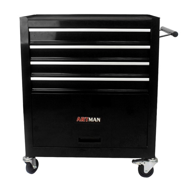 4 Drawers Multifunctional Tool Cart With Wheels Bl...