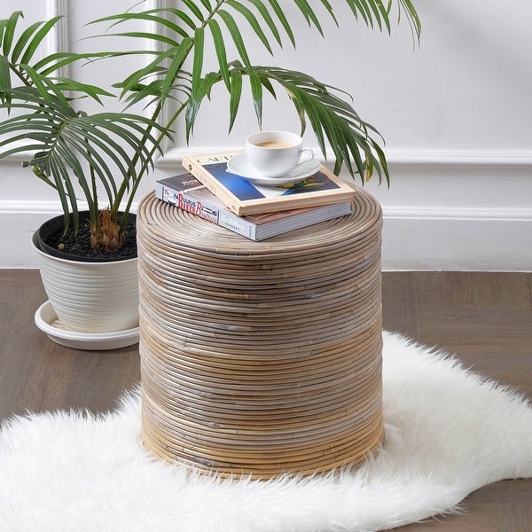 Roxas Woven Rattan Round Stool.