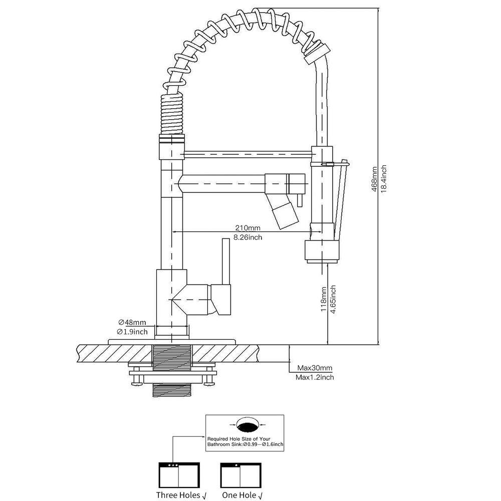 BWE Single Handle Pull-Down Sprayer Kitchen Faucet With LED Light  Deck Plate in Brushed Nickel A-9L4016-N