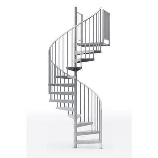 Mylen STAIRS Reroute Galvanized Exterior 60 in. Diameter Spiral Staircase Kit Fits Height 102 in. to 114 in. EC60Z11A002