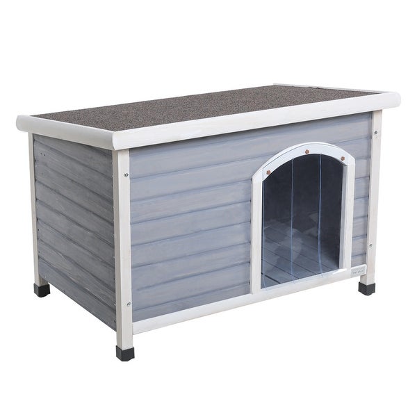 Outdoor Wooden Dog House with Removable Floor and Open-up Roof Grey - Overstock - 37397542