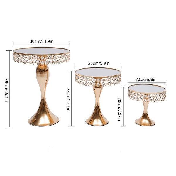 3 Pcs Mermaid Tail Crystal Cake Stands Mirror Cake Dessert Holder