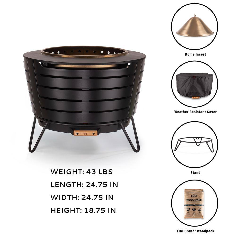 TIKI Smokeless 25 in. Patio Fire Pit Black Metal 1122033