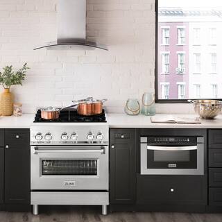 ZLINE Kitchen and Bath 30 in. 4.0 cu. ft. Dual Fuel Range with Gas Stove and Electric Oven in Stainless Steel (RA30) RA30