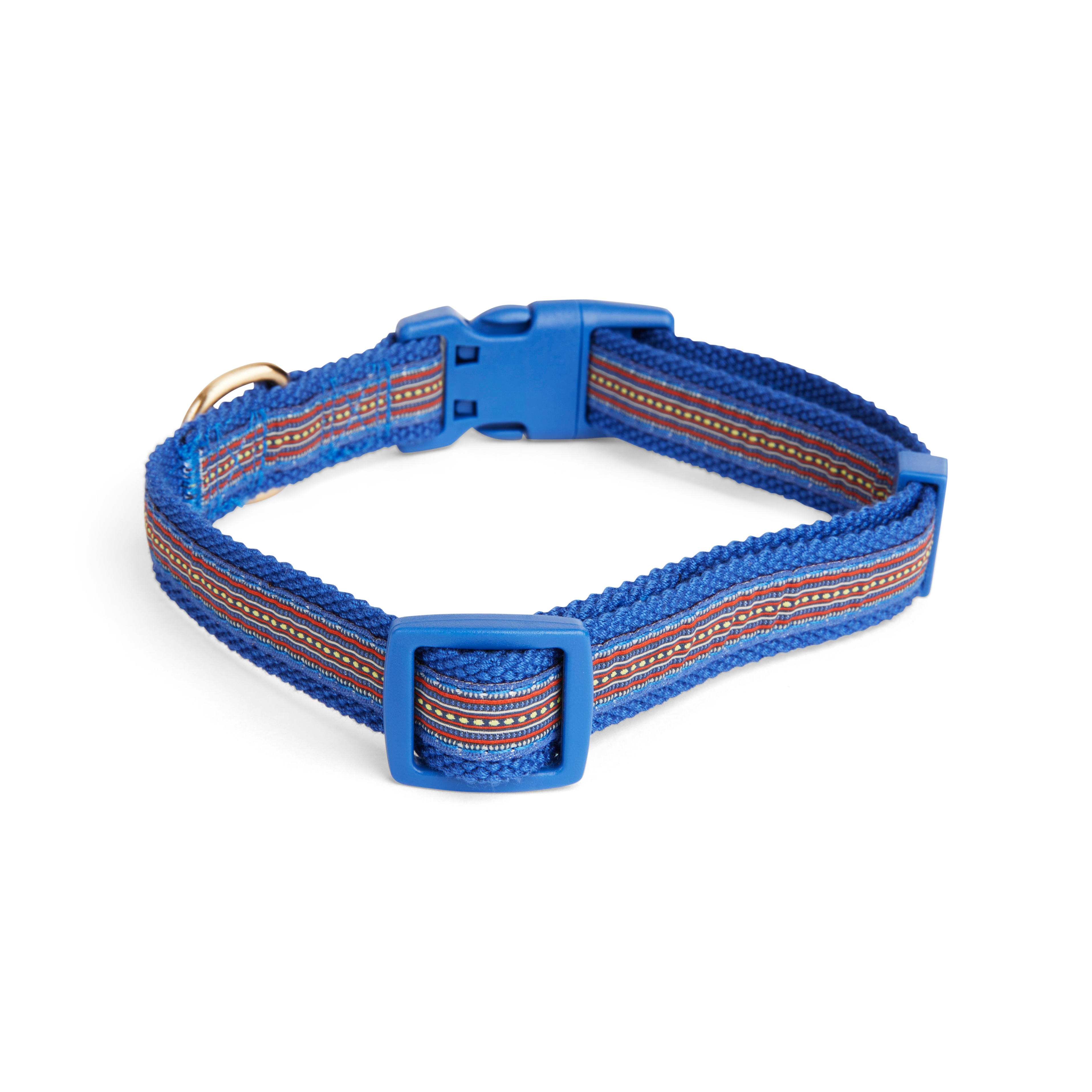 YOULY The Wanderer Blue Stitched Dog Collar， Small