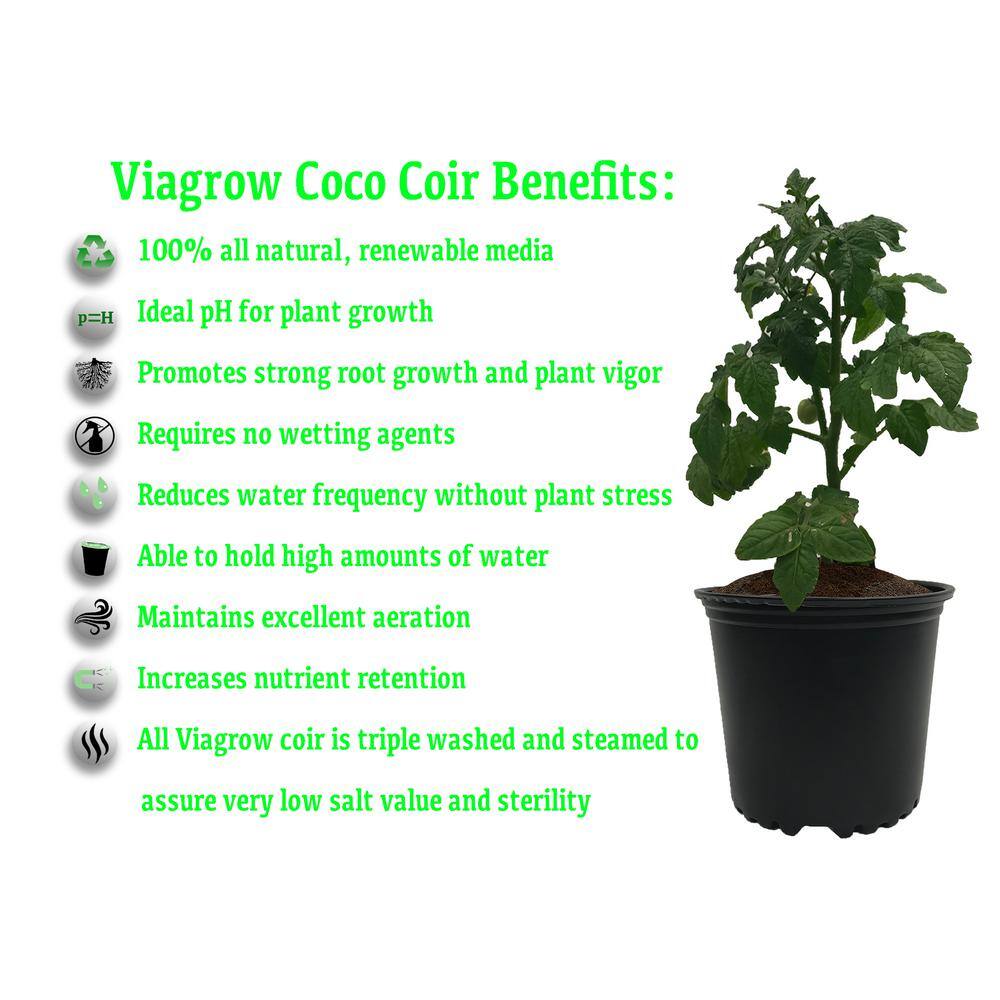 Viagrow 1.5 cu. ft. Coco Coir Fluffed Coconut Pith Fiber Soilless Grow Media Bag VCCF50