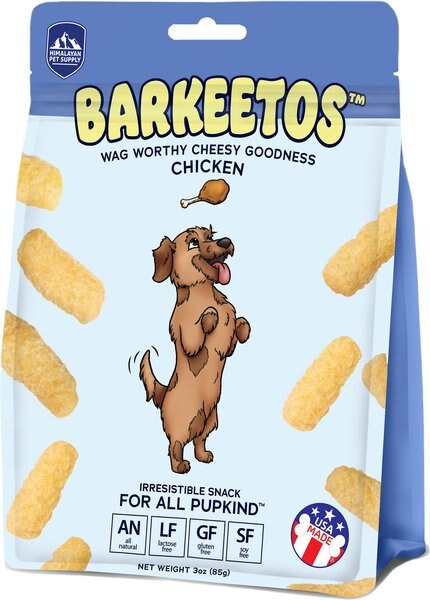 Himalayan Pet Supply Barkeetos Grain-Free Chicken Crunchy Dog Treats， 3-oz bag