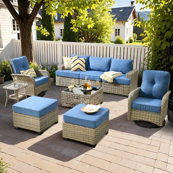 XIZZI 9piece Patio Outdoor Furniture Rattan Wicker Conversation Sofa Set