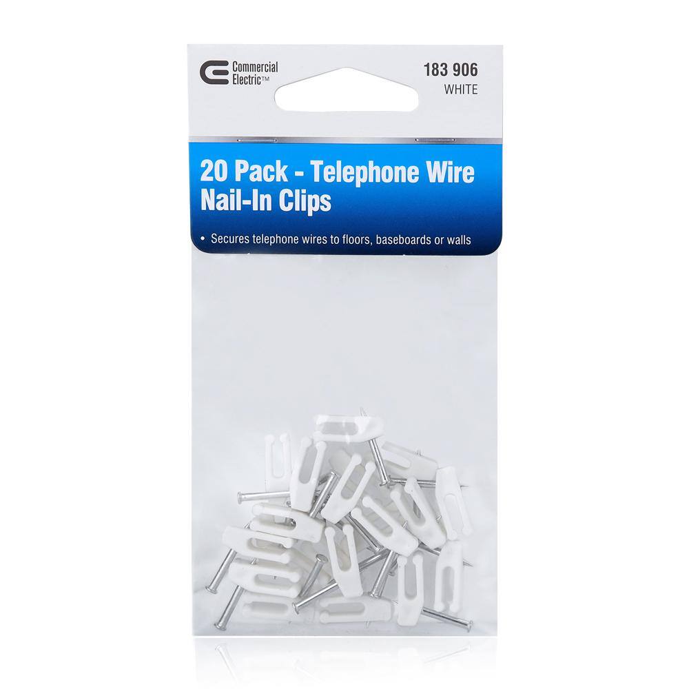 Commercial Electric Telephone Wire Nail-In Clips White (20-Pack) NAILIN Clips 20