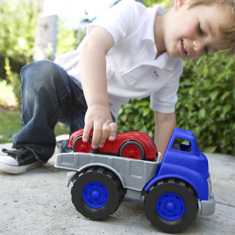 Green Toys Flatbed Truck Vehicle with Race Car BPA Free 100% Recycled