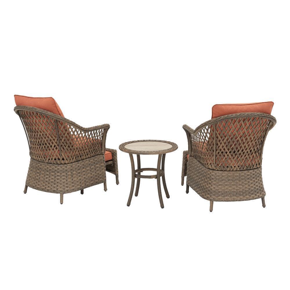 Hampton Bay Valley Spring 5Piece Wicker Patio Conversation Set with Sienna Cushions