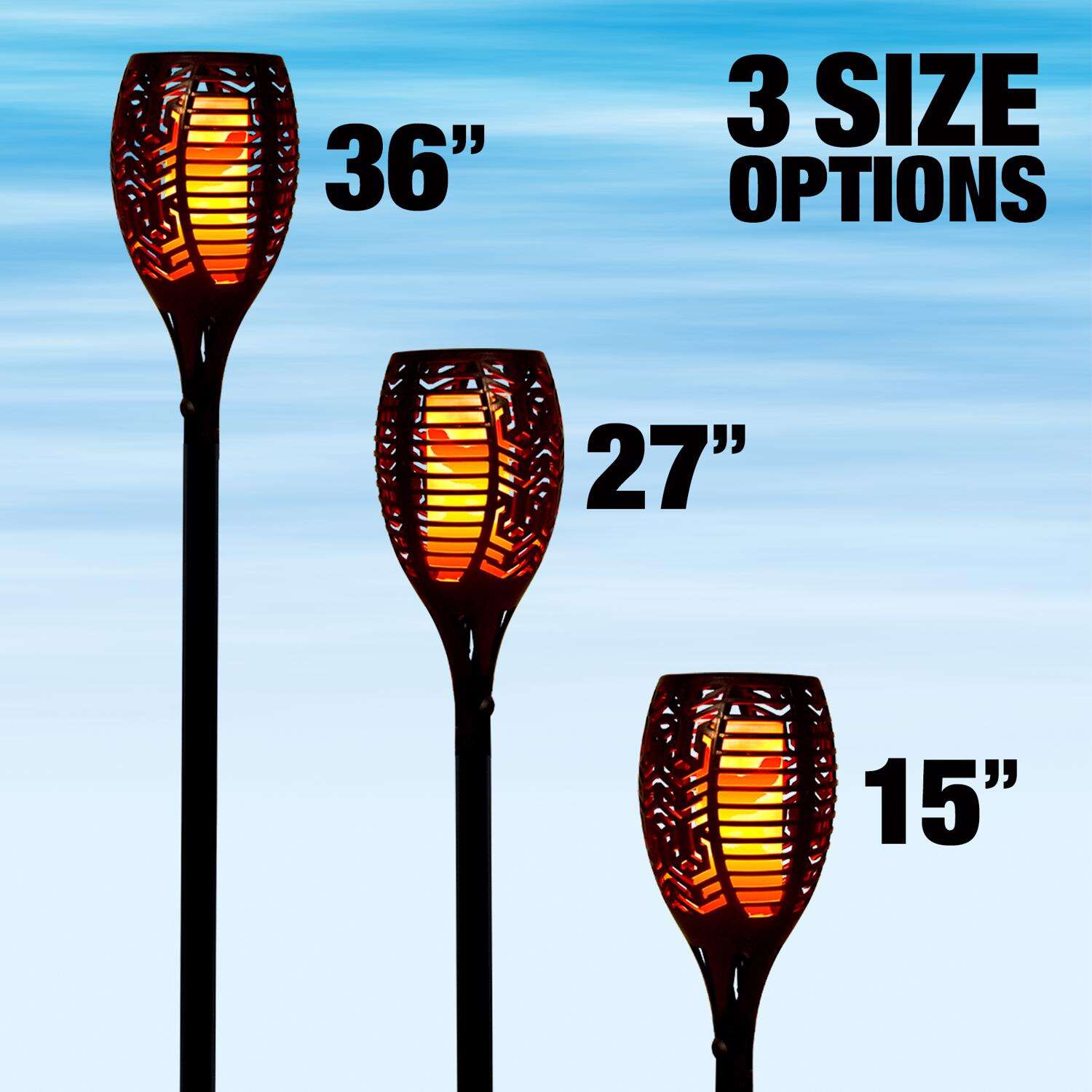 Shawshank LEDz Black Ceramic 12-36 in. Round Garden Torch 1 pc