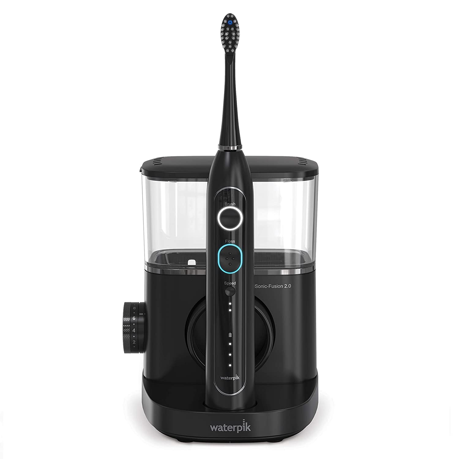 Waterpik Sonic-Fusion 2.0 Professional Flossing Toothbrush， Electric Toothbrush and Water Flosser Combo In One， Black