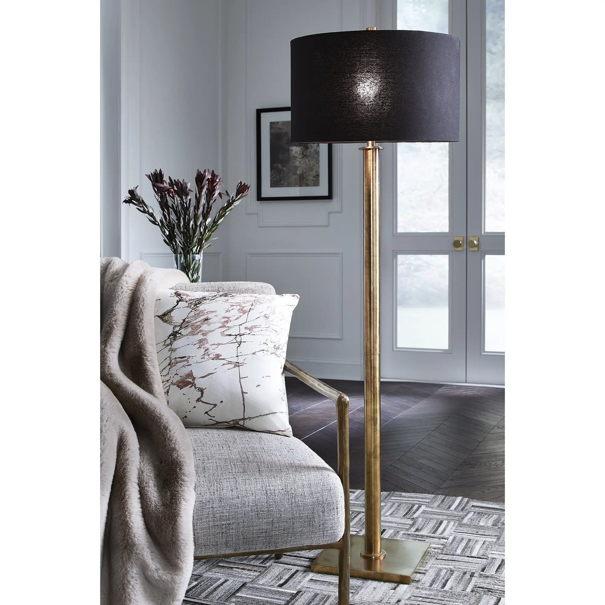 Signature Design by Ashley Jenton Antique Brass Finish Metal Floor Lamp - 20