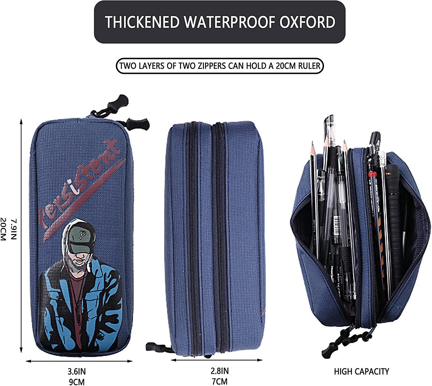 Fashion Boy Pencil Pouch Big Capacity Pencil Case， Pattern Printed On Canvas Storage Pouch Marker Pen Bag， Portable Travel Storage Box Desk Office Org