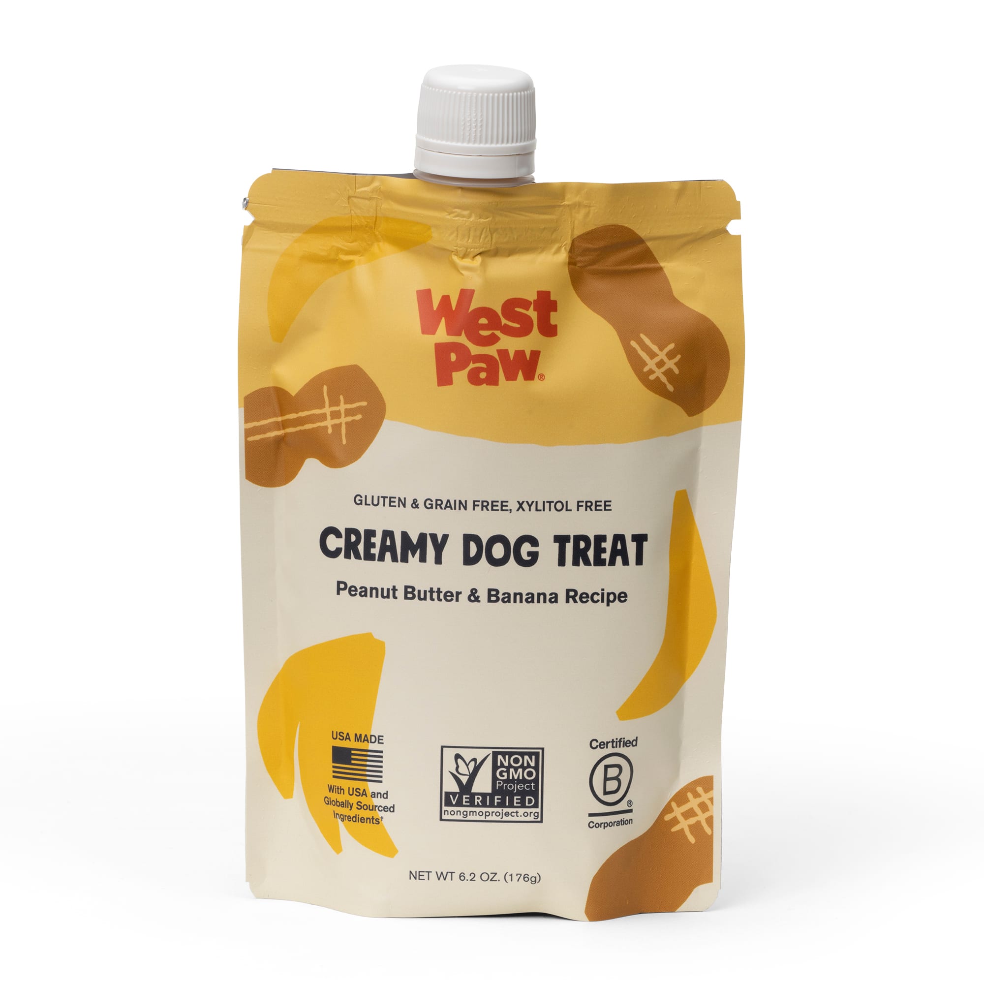 West Paw Peanut Butter and Banana Creamy Dog Treats， 6.2 oz.