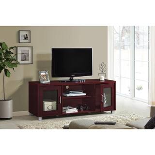 HODEDAH 57 in. Wide Mahogany Entertainment Center Fits TV's up to 60 in. HITV107 MAHOGANY