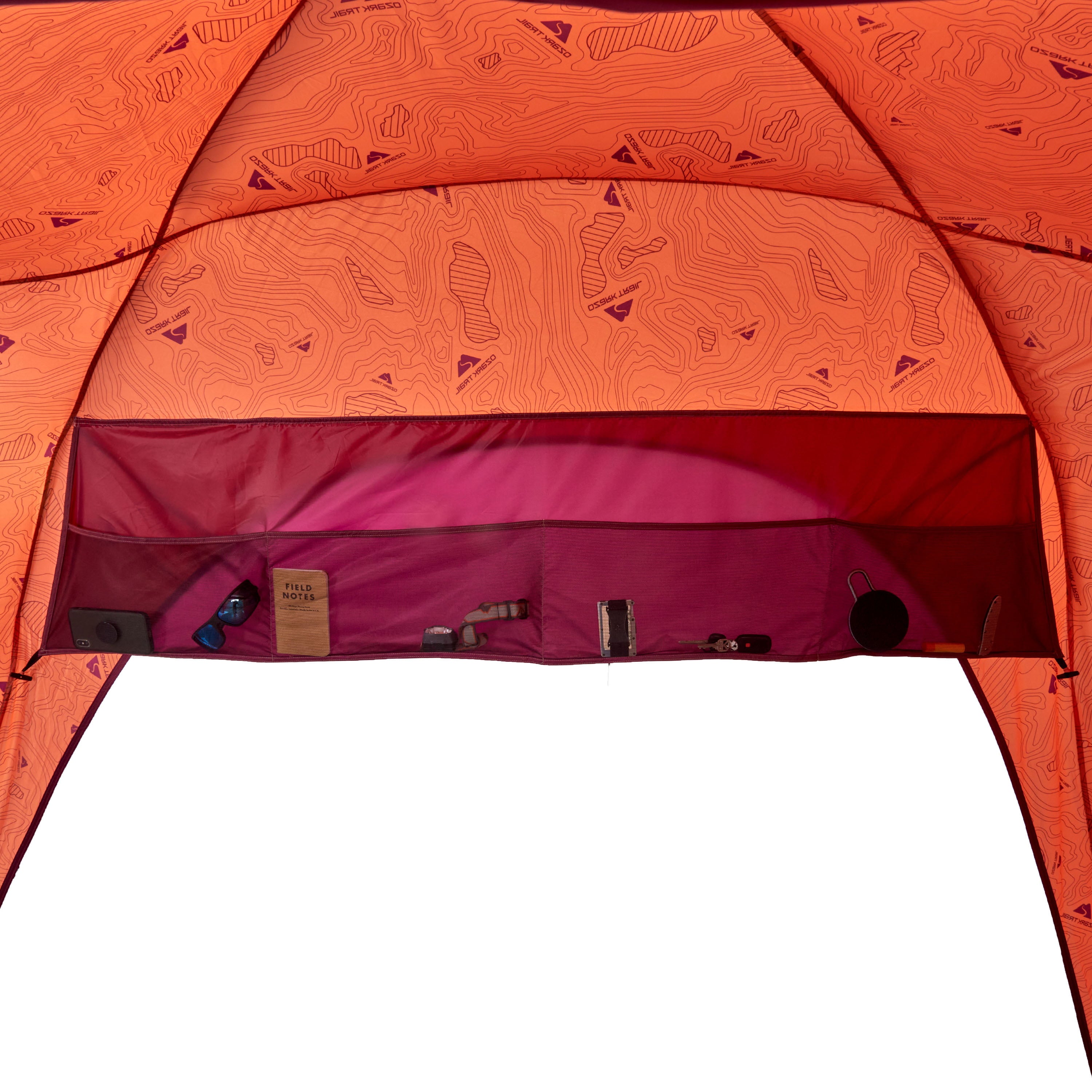 Ozark Trail Orange Sun Shelter Beach Tent， 11.25' x 8.25' with Gear Storage and UV Protection