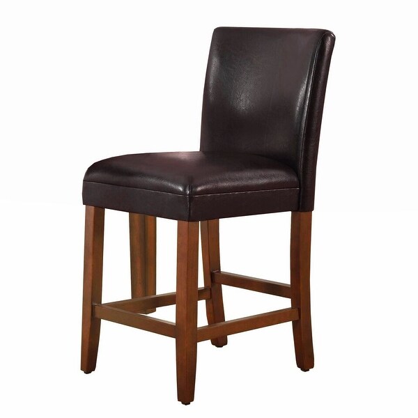 24-inch Luxury Brown Faux Leather Barstool - 24 inches