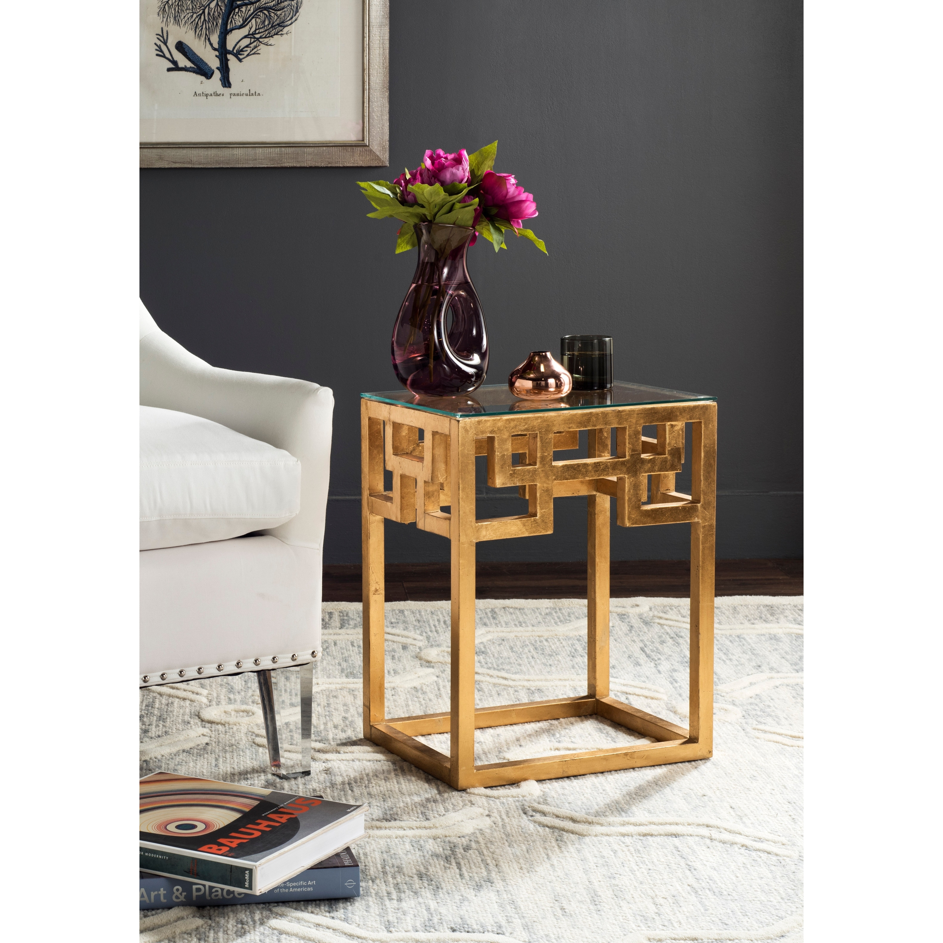 SAFAVIEH Byram Antique Gold Leaf End Table - 16