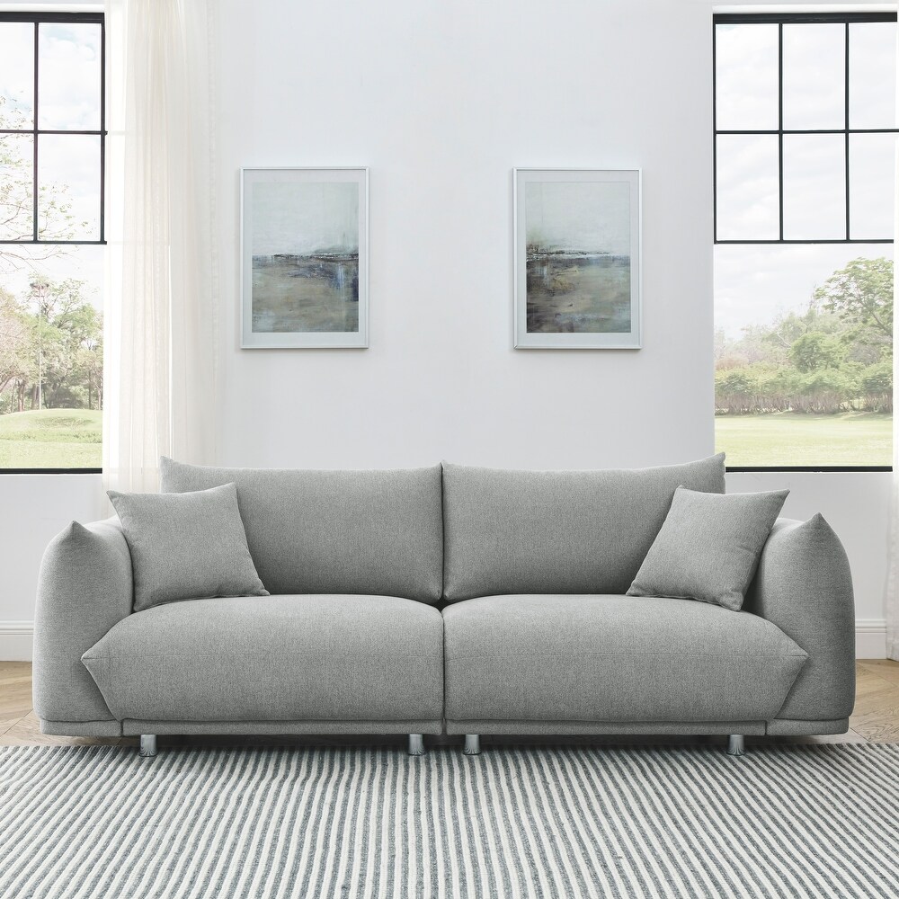 Modern Fabric Sofa  Removable Pillows  Sturdy Frame