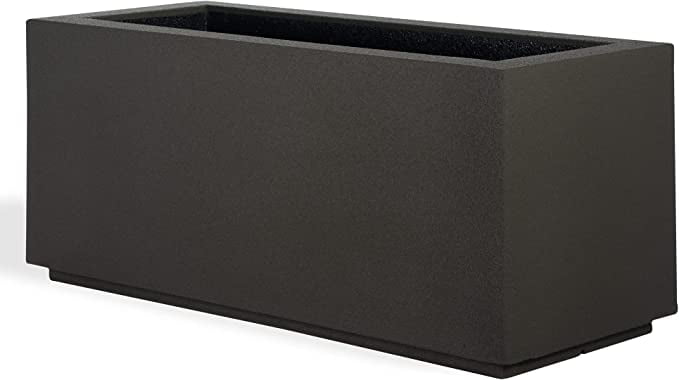 PolyStone Argentine Tall Modern Outdoor/Indoor Trough Planter, 36" L x 16" W x 16" H, Lightweight, Heavy Duty, Weather Resistant, Polymer Finish, Commercial Grade and Residential - Slate Gray