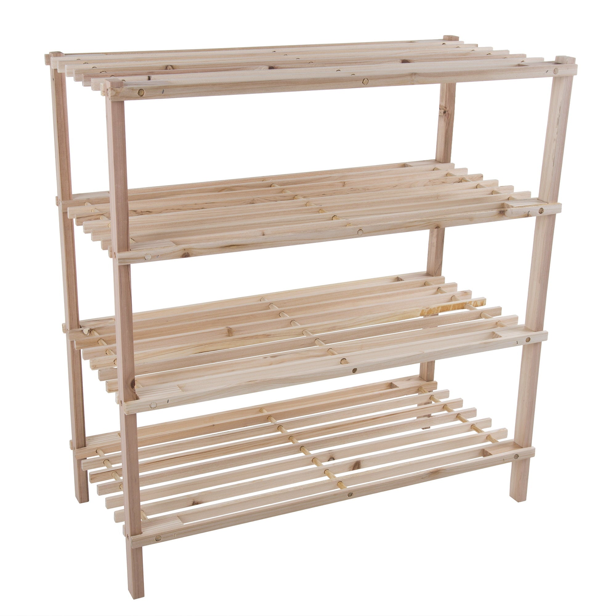 Lavish Home 4-Tier Shoe Storage Organizer Rack Holds 12 Pair， Light Oak