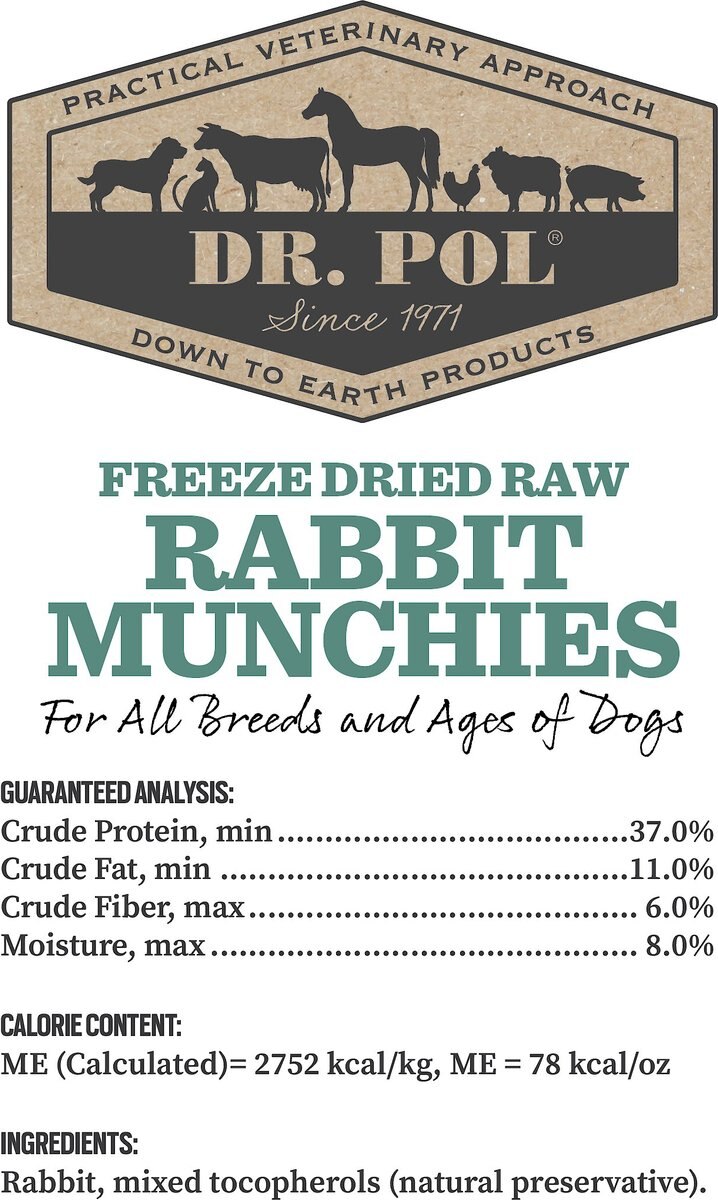 Dr. Pol Rabbit Munchies Grain-Free Freeze-Dried Raw Dog Treats