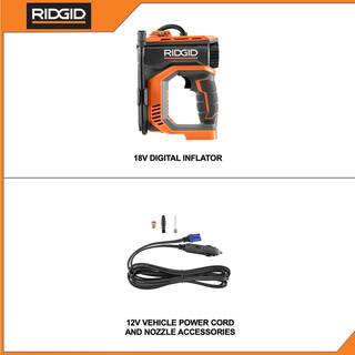 RIDGID 18V Cordless 2-Tool Combo Kit with Digital Inflator and Flood Light with Detachable Light (Tools Only) R87044-R8694620B