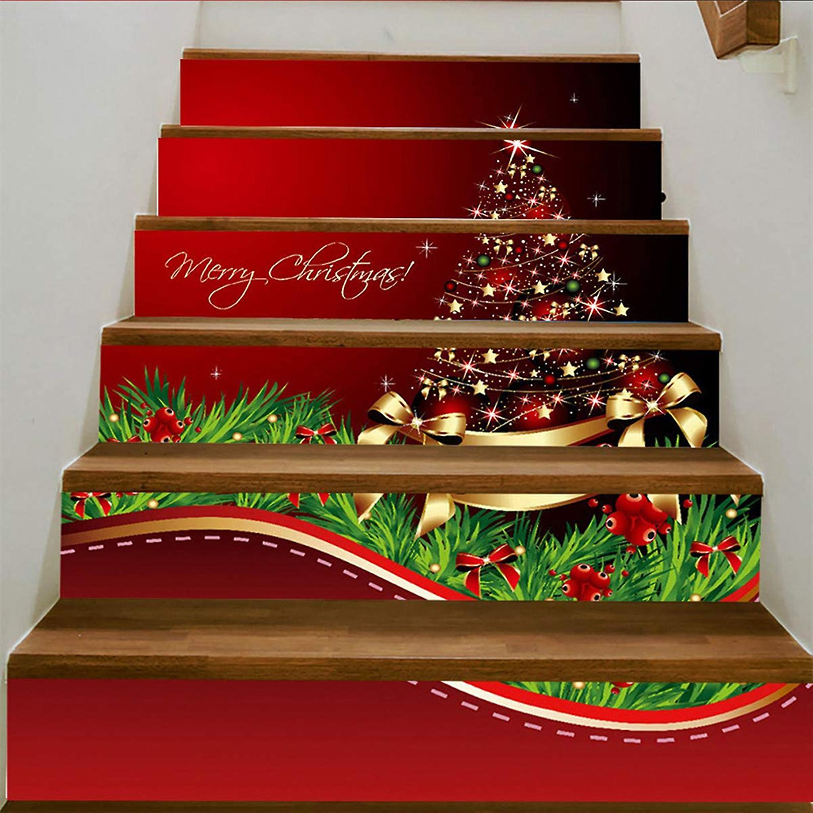 3d Christmas Decorative Stairs Decal Stairway Stickers Family Decor Waterproof #christmas Tower