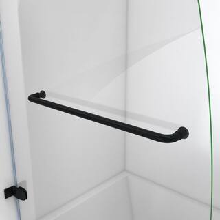 DreamLine Aqua Uno 56-60 in. W x 30 in. D x 58 in. H Frameless Hinged Tub Door with Return Panel in Satin Black SHDR3534586RT09