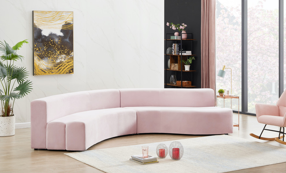 Curl Velvet Upholstered 2 Piece Sectional   Contemporary   Sectional Sofas   by Meridian Furniture  Houzz