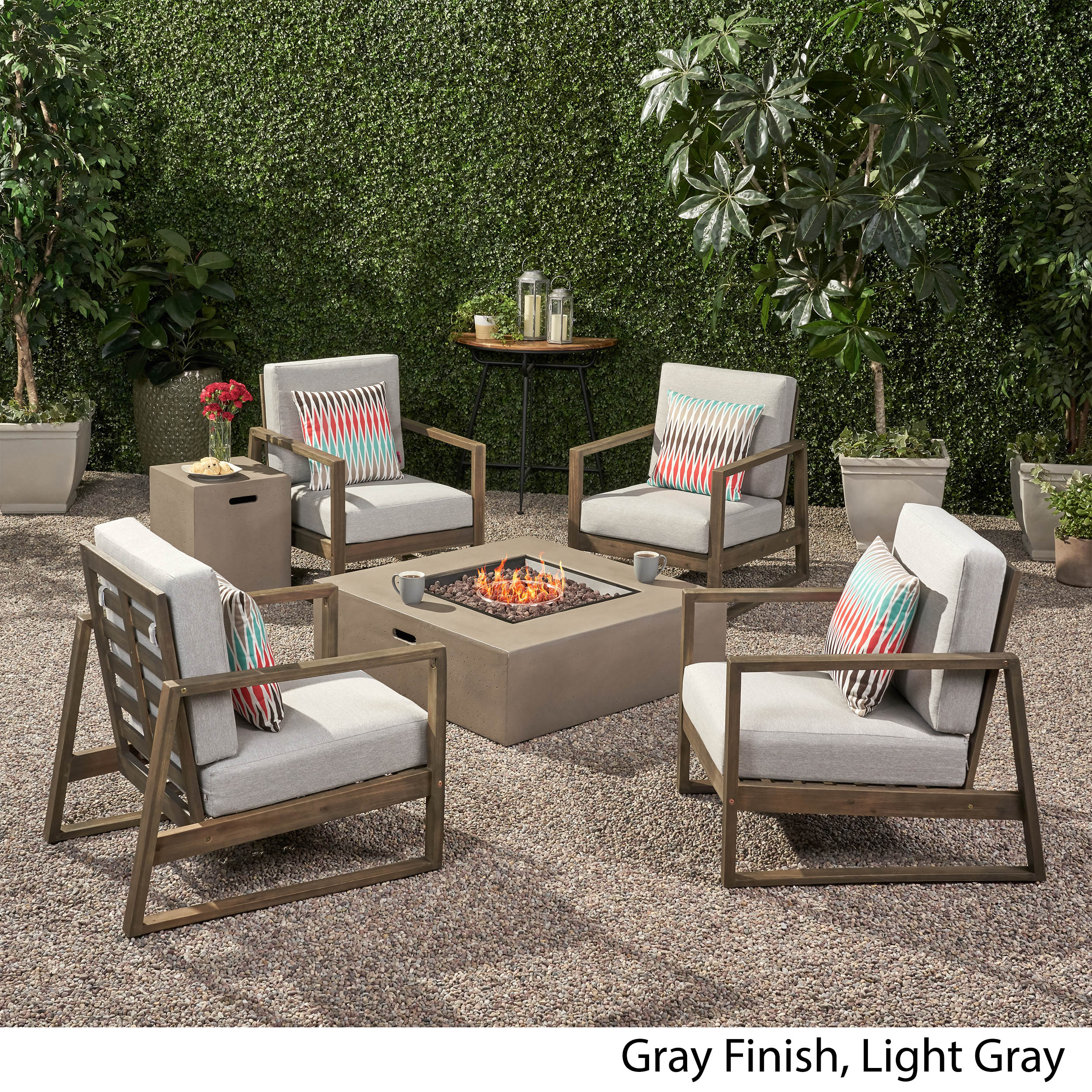 Marlee Outdoor 4 Seater Chat Set with Fire Pit