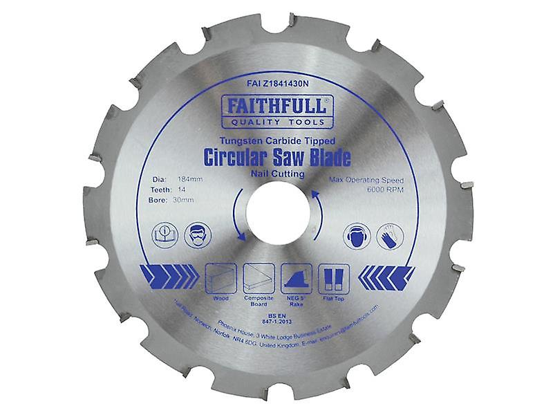 Faithfull Circular Saw Blade 184 x 30mm x 14T Nail Cutting NEG FAIZ1841430N