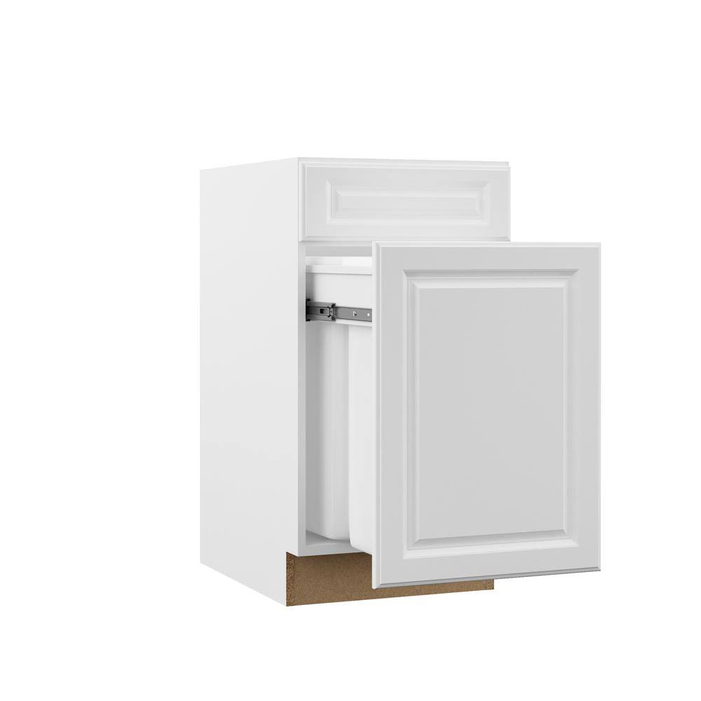 Hampton Bay Designer Series Elgin Assembled 18x34.5x23.75 in. Dual Pull Out Trash Can Base Kitchen Cabinet in White BWD18-ELWH