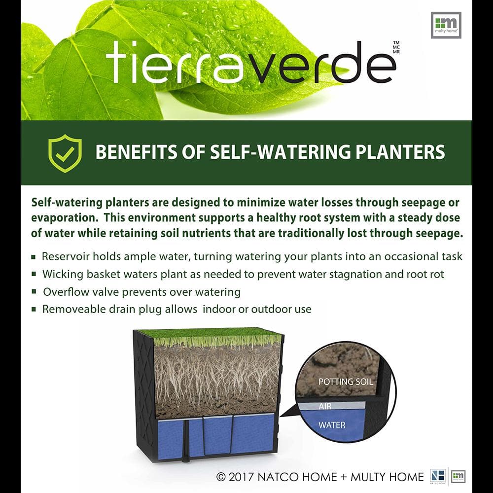 Tierra Verde 20 in. x 21 in. Slate Rubber Florencia Floor Planters with Water Reservoir MT5100591