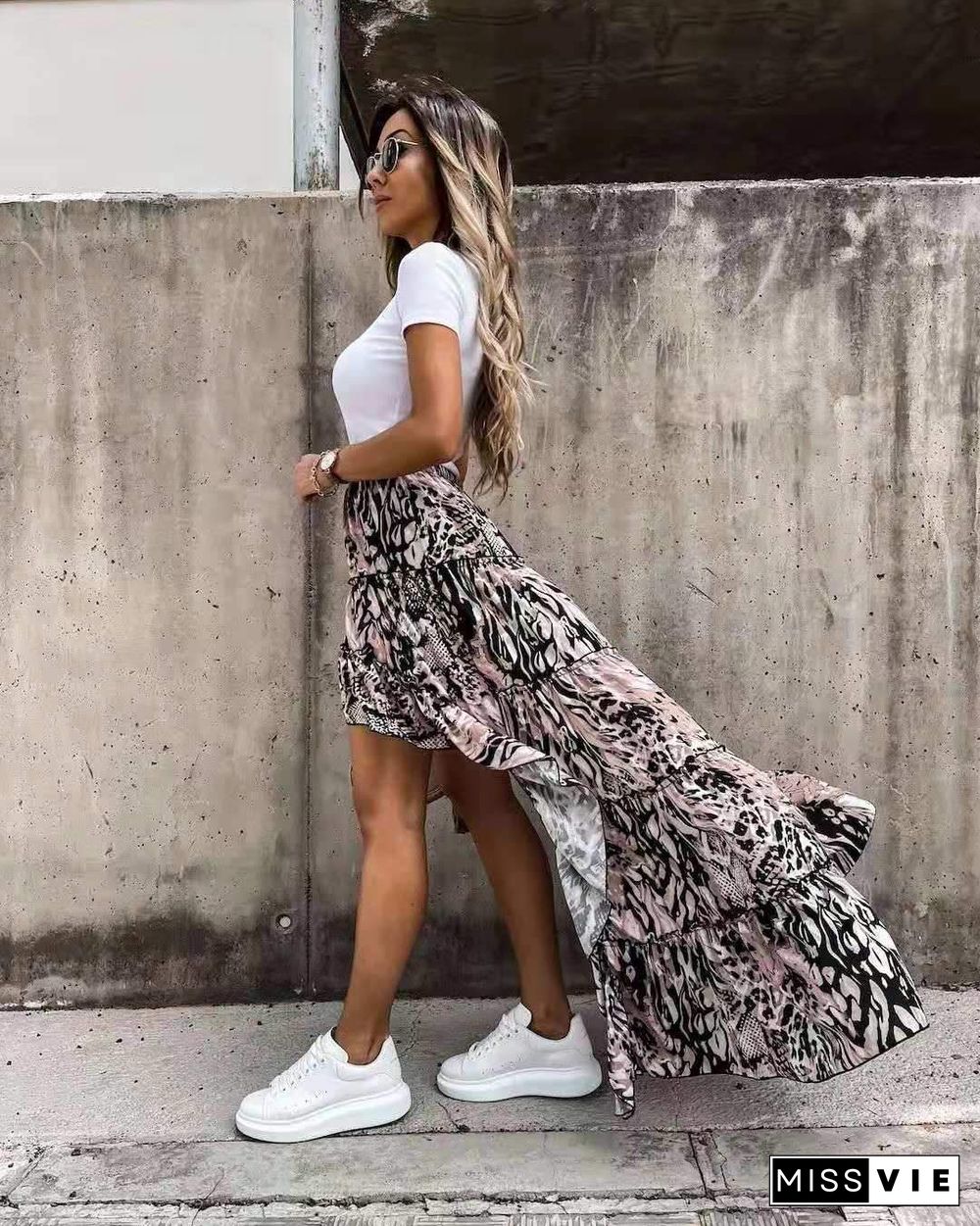 Summer Irregular Printed Chic Skirt