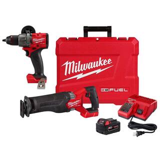 MW M18 FUEL 18V Lithium-Ion Brushless Cordless SAWZALL Reciprocating Saw Kit WM18 FUEL 12 in. Hammer Drill 2821-21-2904-20