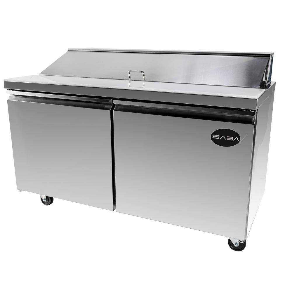 SABA 60.25 in. W 15 cu. ft. Commercial Food Prep Table Refrigerator Cooler in Stainless Steel SPS-60-16